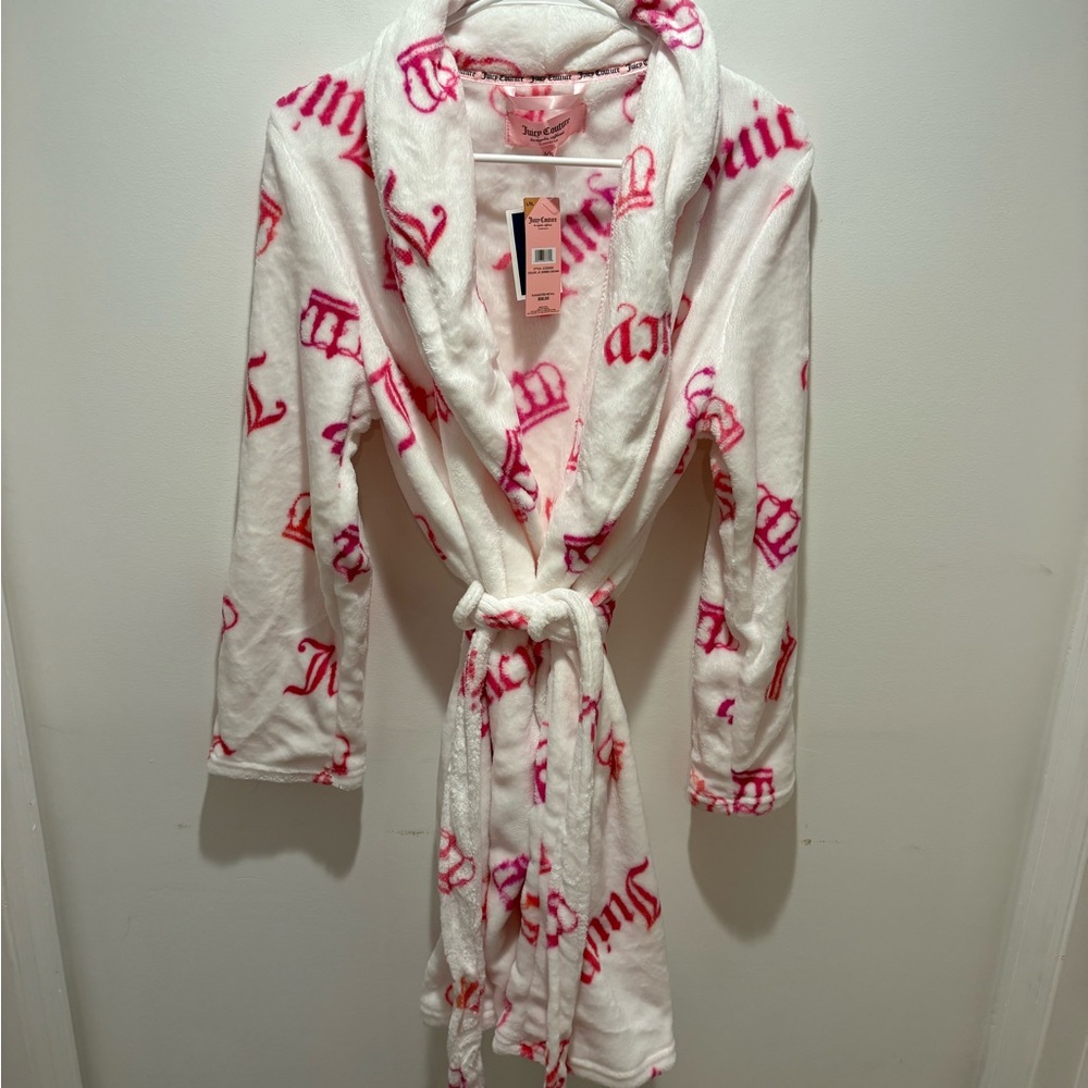 Juicy Couture White and Pink Robe - Size L/XL